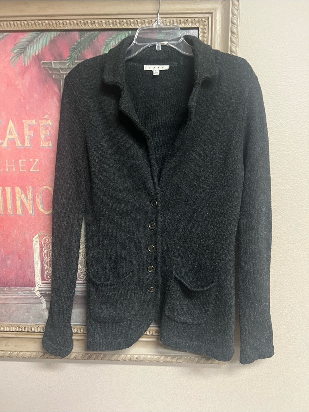 CAbi Dark Charcoal Gray Knit Blazer